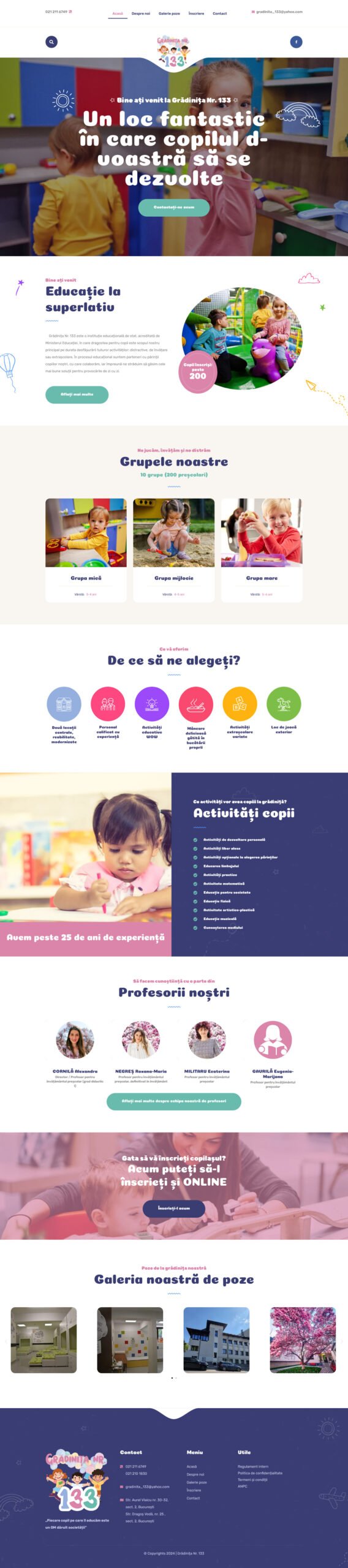 Website - Gradinita Nr. 133 - desktop view full