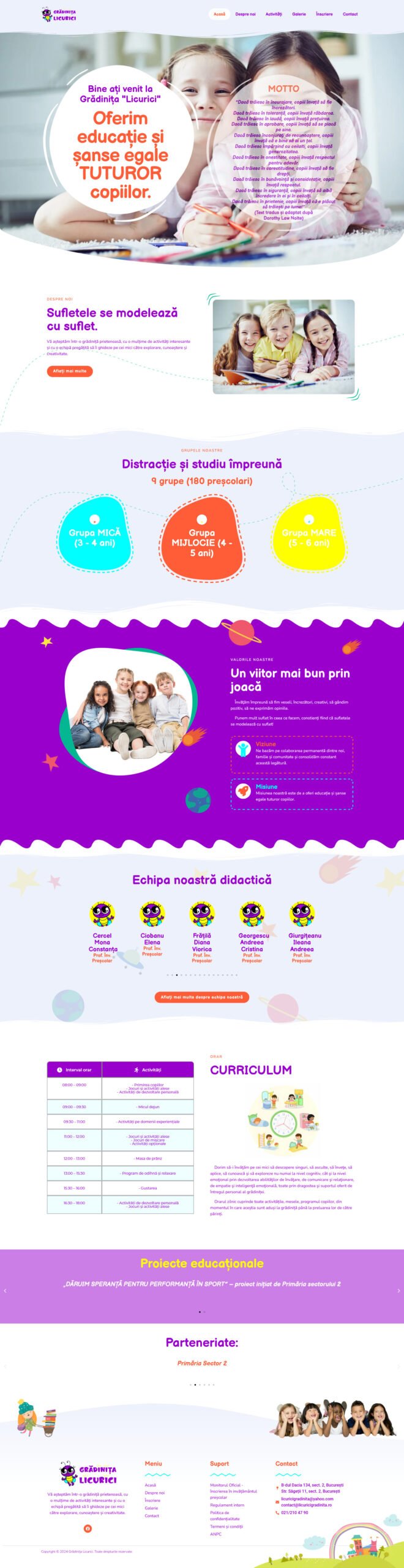 Website - Gradinita Licurici - desktop view full